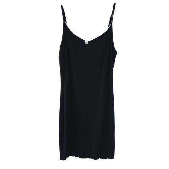 Forever 21 Mini Dress Ribbed Black Daisy Medium Juniors Summer Festival Casual - Picture 2 of 8